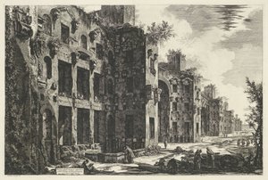 Thermen van Diocletianus te Rom Udsigt over de øvre rester af Diocletians bade i S. Maria degli Angeli (titel på objektet) Gezichten op Rom (serietitel) Udsigt over Rom designet og indgraveret af Giambattista Piranesi-arkitekten Ve (nez) iano (seri) af Giovanni Battista Piranesi