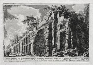 Udsigt over murene, der dækkede skråningerne af Mount Celio af Giovanni Battista Piranesi