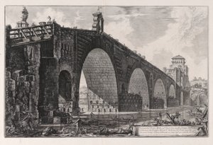 Udsigt over Milvian Bridge over Tiberen to mil uden for Rom, fra Vedute di Roma (Udsigt over Rom) af Giovanni-Battista Piranesi