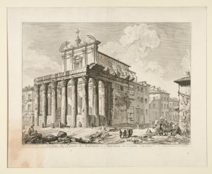 Udsigt over Antoninus og Faustinas tempel i Campo Vaccino. (Udsigt over Antoninus og Faustinas tempel i Forum Romanum.), Fra Vedute di Roma af Giovanni-Battista Piranesi