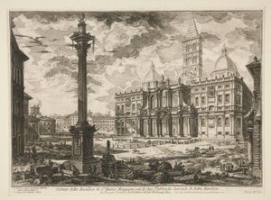 Udsigt over julemandens basilika. Maria Maggiore med de to laterale fabrikker af nævnte basilika (Udsigt over basilikaen S. Maria Maggiore med dens to flankerende vinger), fra Vedute di Roma af Giovanni-Battista Piranesi
