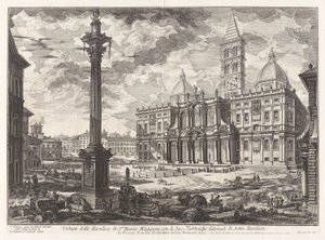 Udsigt over basilikaen Santa Maria [Maggiore] med dens to flankerende vinger, fra Vedute di Roma (Udsigt over Rom) af Giovanni-Battista Piranesi