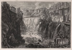 Veduta della Cascata di Tivoli (Udsigt over Tivolis vandfald), fra Vedute di Roma (Udsigt over Rom) af Giovanni-Battista Piranesi