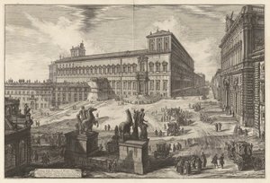 Udsigt over Piazza di Monte Cavallo (Udsigt over Piazza di Monte Cavallo [Piazza del Quirinale med Quirinalpaladset i midten]), fra Vedute di Roma (Udsigt over Rom) af Giovanni-Battista Piranesi