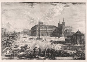 Udsigt over pladsen og Basilica of San Giovanni in Laterano (Udsigt over pladsen og Basilica of San Giovanni in Laterano), fra Vedute di Roma (Udsigt over Rom) af Giovanni-Battista Piranesi
