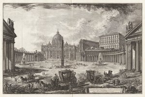 Udsigt over den store Piazza og Sankt Peters basilika af Giovanni-Battista Piranesi