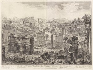 Veduta di Campo Vaccino (Udsigt over Campo Vaccino [Forum Romanum, fra Capitoline Hill]), fra Vedute di Roma (Udsigt over Rom) af Giovanni-Battista Piranesi