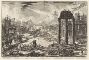 Veduta di Campo Vaccino (Udsigt over Campo Vaccino [Forum Romersk med Castor-templet og Pollux til højre]), fra Vedute di Roma (Udsigt over Rom) af Giovanni-Battista Piranesi