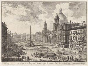 Udsigt over Piazza Navona over ruinerne af Circus Agonalis (Udsigt over Piazza Navona over ruinerne af Domitians cirkus), fra Vedute di Roma (Udsigter over Rom) af Giovanni Battista Piranesi