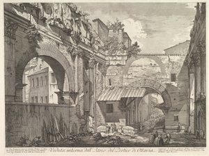 Indvendigt syn på Atrium af Portico di Ottavia Internt Udsigt over Atrium of Porti ..., 1760. af Giovanni Battista Piranesi