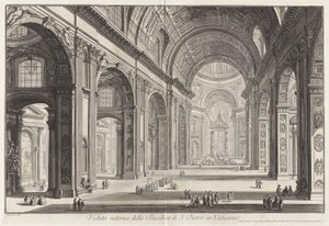 Indvendig udsigt over Sankt Peters basilika af Giovanni-Battista Piranesi