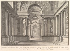 Vestibule af et gammelt tempel. . . Vestibule af det gamle tempel. . ., ca. 1743-50. af Giovanni Battista Piranesi