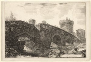 Udsigt over Ponte Lugano på Anio, fra Udsigt over Rom af Giovanni-Battista Piranesi
