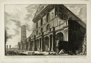 Udsigt over basilikaen S. Paolo fuori delle Mura [St. Paul uden for Murene], bygget af Konstantin den Store, fra Udsigt over Rom af Giovanni Battista Piranesi