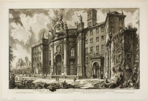 Udsigt over facaden af basilikaen S. Croce i Gerusalemme [det hellige kors i Jerusalem], fra udsigt over Rom af Giovanni Battista Piranesi