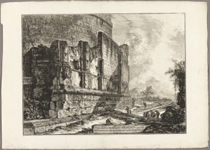 Udsigt over resterne af Plautii-graven på Via Tiburtina, nær Ponte Lugano, to miles væk fra Tivoli, fra udsigt over Rom af Giovanni Battista Piranesi