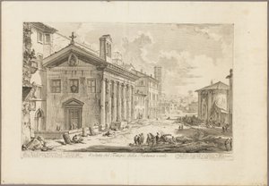 Udsigt over Temple of Fortuna Virilis. Nu den armenske kirke S. Maria Egiziaca, fra Udsigt over Rom af Giovanni Battista Piranesi