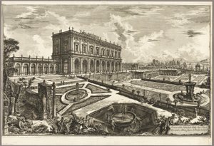 Udsigt over Villa of His Eminence Kardinal Alessandro Albani, uden for Porta Salaria, fra udsigt over Rom af Giovanni-Battista Piranesi