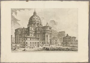 Udsigt over Peterskirkens ydre i Vatikanet, fra Views of Rome af Giovanni Battista Piranesi