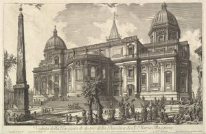 Udsigt over den bagerste indgang til basilikaen S. Maria Maggiore, fra Veduta di Roma R ..., ca. 1742. af Giovanni Battista Piranesi