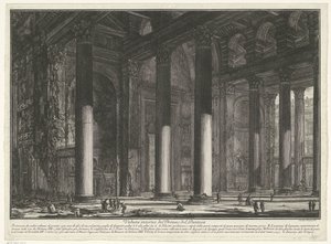Forportaal af Pantheon i Rom Indvendig visning af Pronaos of the Pantheon (titel på objekt) Gezichten op Rom (serietitel) Udsigt over Rom designet og indgraveret af Giambattista Piranesi-arkitekten Ve (nez) iano (serietitel) af Giovanni Battista Piranesi
