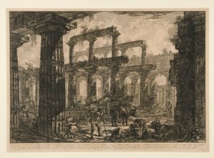 set? af resterne af cellaen af ​​Neptuntemplet (Udsigt over resterne af cellaen af ​​Neptuntemplet), fra forskellige synspunkter af Giovanni-Battista Piranesi