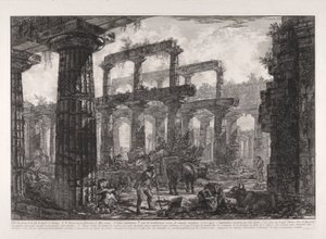 Udsigt over resterne af cellaen af ​​Neptuntemplet, fra forskellige udsigter af af Giovanni-Battista Piranesi