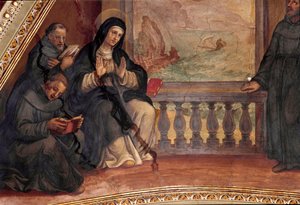 Historien om Saint Moniques liv, mor til Saint Augustine of Hippo. Fresco af Giovan Battista Ricci (1537-1627) Rom, Sant