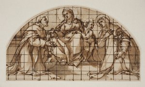 Lunette med Madonnaen og Barnet med Sts Francis af Assisi og Catherine af Siena af Giovanni Battista Ricci