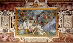 Fresko af den 5. sydlige travee af Galerie Francois I ved slottet Fontainebleau, der viser Adonis