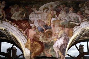 Parnassus, detalje af dekorativt skema i Francis I