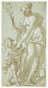Venus underviser Amor, der læser i en bog af Giovanni Battista Rovere