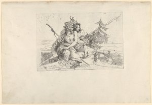 Bacchant, Satyr og Fauness, fra Scherzi, ca. 1740. af Giovanni Battista Tiepolo