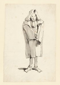 Karikatur af en mand iført frakke af Giovanni Battista Tiepolo