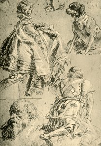 Detaljestudier til freskerne i Kaisersaal i residensen i Würzburg, 1751-1752, 1928 af Giovanni Battista Tiepolo