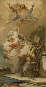 Den ubesmittede undfangelse (Joachim og Anna modtager Maria fra Gud). Omkring 1757-59 af Giovanni Battista Tiepolo