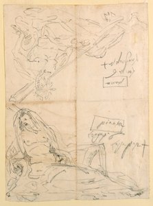 Tegning, To skitser af flodguder, ca. 1750 af Giovanni Battista Tiepolo