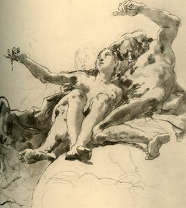 Ældre mand ved siden af en ung kvinde, der peger op mod solen, midten af det 18. århundrede, 1928 af Giovanni Battista Tiepolo