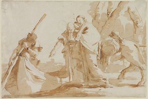 Flugten til Egypten: Den hellige families indskibning, ca. 1735. af Giovanni Battista Tiepolo