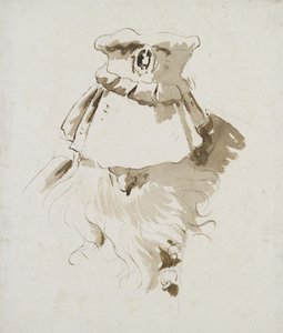 Hoved af en skægget mand (pen og brunt blæk med brun vask over sort kridt på hvidt papir) af Giovanni Battista Tiepolo