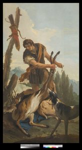 Jæger med hjorte, 1718 af Giovanni Battista Tiepolo