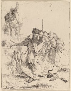 Tryllekunstner og andre om en slange af Giovanni Battista Tiepolo