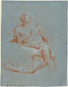 Mand nøgen læner sig på albuen (verso) af Giovanni Battista Tiepolo
