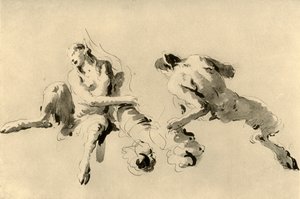 Mandlig og kvindelig faun med overflødighedshorn, midten af det 18. århundrede, 1928 af Giovanni Battista Tiepolo