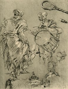 Mand set bagfra, trommeslager og små studier, 1751-1752, 1928 af Giovanni Battista Tiepolo