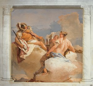 Mars og Venus, fra Room of Olympian Deities in the Foresteria (gæstehus) 1757 af Giovanni Battista Tiepolo