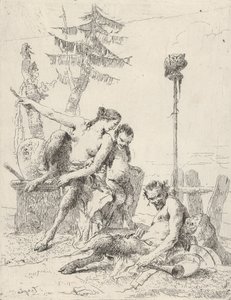 Satyr-familien Pan og hans familie, fra Scherzi, ca. 1743-50. af Giovanni Battista Tiepolo
