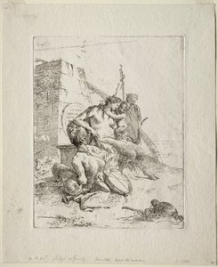 Scherzi: Satyrfamilie med Obelisken. af Giovanni Battista Tiepolo