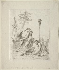 Scherzi di Fantasia: Den lykkelige satyr og hans familie af Giovanni Battista Tiepolo