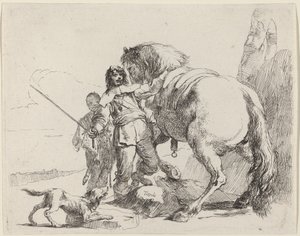 Soldat med Hest og ledsager af Giovanni Battista Tiepolo